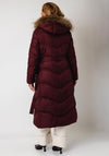 Serafina Collection Longline with Faux Fur Detail Coat, Wine