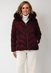 Serafina Collection Longline with Faux Fur Detail Coat, Wine