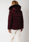 Serafina Collection Longline with Faux Fur Detail Coat, Wine