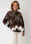 Serafina Collection One Size Frill Neck Leopard Print Shirt, Beige Multi