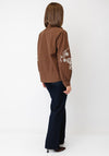 Serafina Collection Embroidered Sleeve Shirt, Brown