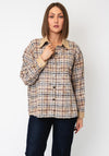 Serafina Collection Checked Suedette Collar Shirt, Beige