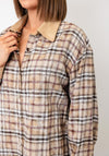 Serafina Collection Checked Suedette Collar Shirt, Beige