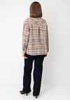 Serafina Collection Checked Suedette Collar Shirt, Beige