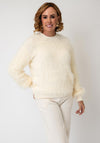 Serafina Collection One Size Textured Round Neckline Top, Cream
