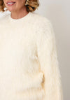 Serafina Collection One Size Textured Round Neckline Top, Cream