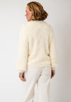 Serafina Collection One Size Textured Round Neckline Top, Cream