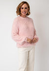 Serafina Collection One Size Textured Round Neckline Jumper, Pink