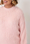 Serafina Collection One Size Textured Round Neckline Jumper, Pink