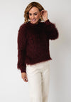 Serafina Collection One Size Textured Round Neckline Jumper, Wine