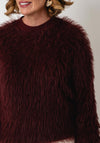 Serafina Collection One Size Textured Round Neckline Jumper, Wine