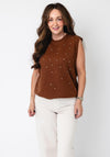 Serafina Collection One Size Rhinestone Vest, Brown