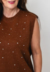 Serafina Collection One Size Rhinestone Vest, Brown