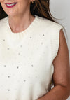 Serafina Collection One Size Rhinestone Vest, Cream