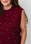 Serafina Collection One Size Rhinestone Vest, Wine