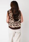Serafina Collection Knitted Animal Print Vest, Beige Multi