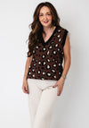 Serafina Collection Knitted Animal Print Vest, Brown Multi