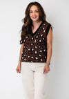 Serafina Collection Knitted Animal Print Vest, Brown Multi