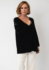 Serafina Collection Knitted with Button Detail Jumper, Black