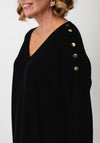 Serafina Collection Knitted with Button Detail Jumper, Black