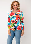 Serafina Floral Print Casual Top, White Multi