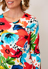 Serafina Floral Print Casual Top, White Multi