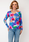Serafina Assorted Flower Print V-Neck Top, Blue Multi