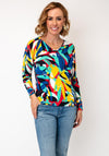 Serafina Geometric Print V-Neck Top, Multi-Coloured
