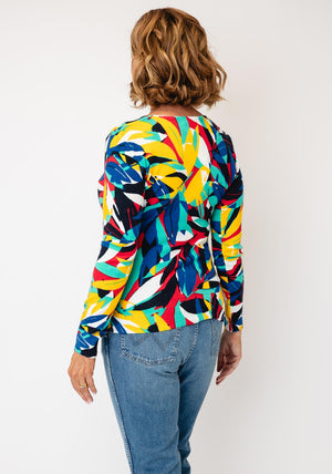 Serafina Geometric Print V-Neck Top, Multi-Coloured