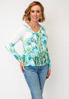 Serafina Garden Print V-Neck Top, Cream Multi