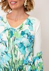 Serafina Garden Print V-Neck Top, Cream Multi