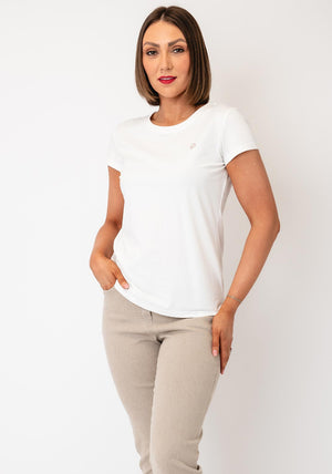 Serafina Shamrock with Rhinestone Detail T-Shirt, White