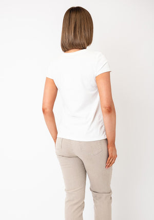 Serafina Shamrock with Rhinestone Detail T-Shirt, White