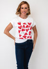 Serafina Collection Rhinestone Hearts T-Shirt, White