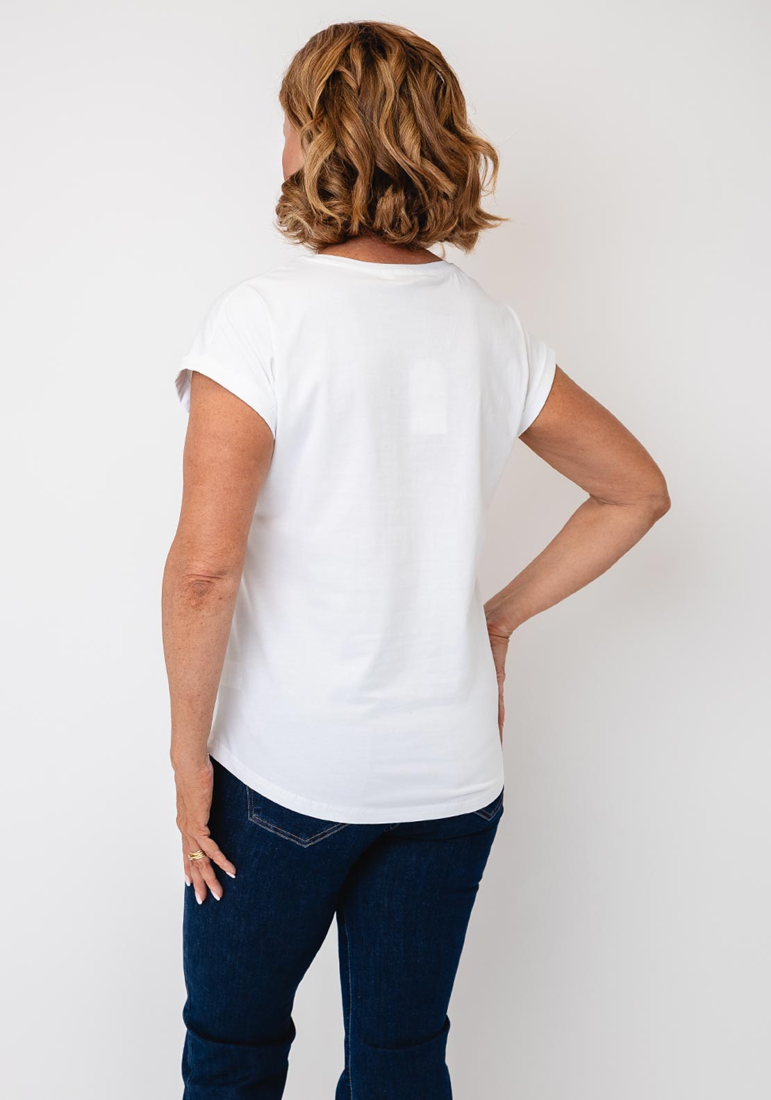 Serafina Collection Rhinestone Hearts T-Shirt, White
