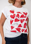 Serafina Collection Rhinestone Hearts T-Shirt, White