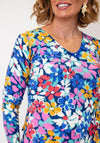 Serafina Daisy Print V-Neck Top, Multi-Coloured