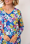 Serafina Daisy Print V-Neck Top, Multi-Coloured