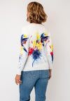 Serafina V-Neck with Bird Print, Cream Multi
