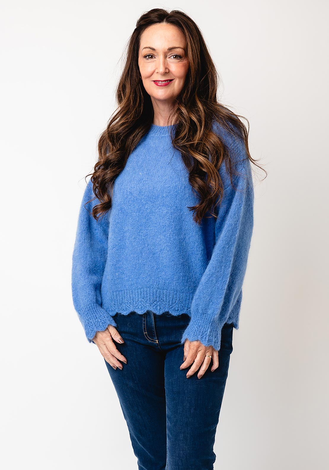 Serafina Collection One Size Mohair Wool Jumper, Blue