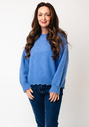 Serafina Collection One Size Mohair Wool Jumper, Blue