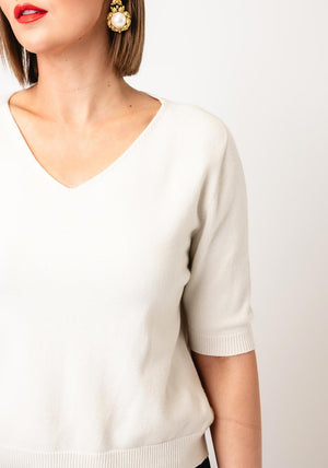 Serafina Collection One Size Short Sleeve Jumper, Cream