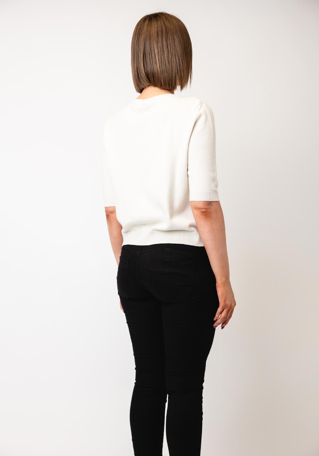 Serafina Collection One Size Short Sleeve Jumper, Cream