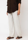 Serafina Collection One Size Linen Wide Leg Trousers, Beige