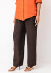 Serafina Collection One Size Linen Wide Leg Trousers, Brown