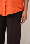 Serafina Collection One Size Linen Wide Leg Trousers, Brown