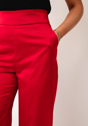 Serafina Collection High Waisted Wide Leg Trousers, Red
