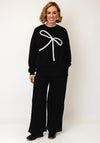 Serafina Collection One Size Lace Bow Jumper and Jogger Set, Black