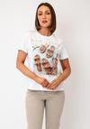 Serafina Shoe Graphic Print with Pearl Detail T-Shirt, White Multi
