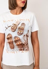 Serafina Shoe Graphic Print with Pearl Detail T-Shirt, White Multi